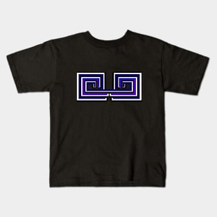 Geometric-Square-Maze-Design-Blue Kids T-Shirt